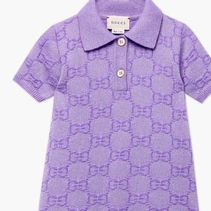 NWT Gucci Baby Wool Knit Dress in Purple With Logo